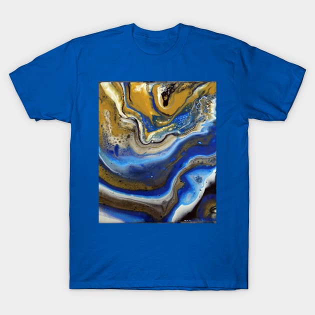 Photo Abstract Blue / Gold Acrylic Painting T-Shirt by k-creatif